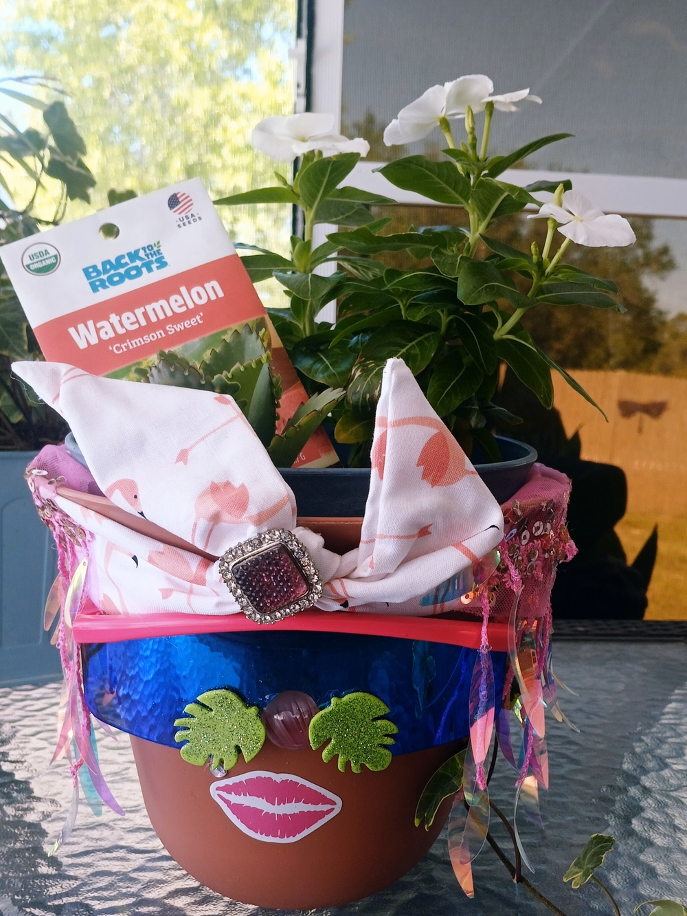 Miss Potty Head Planter Pink Flomgo  Headscarf
